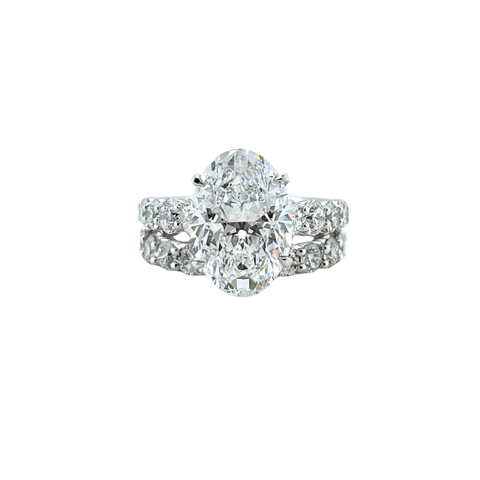 Platinum Oval-cut Engagement Ring and Band Set-Platinum Oval-cut Engagement Ring and Band Set - DRJBS03864