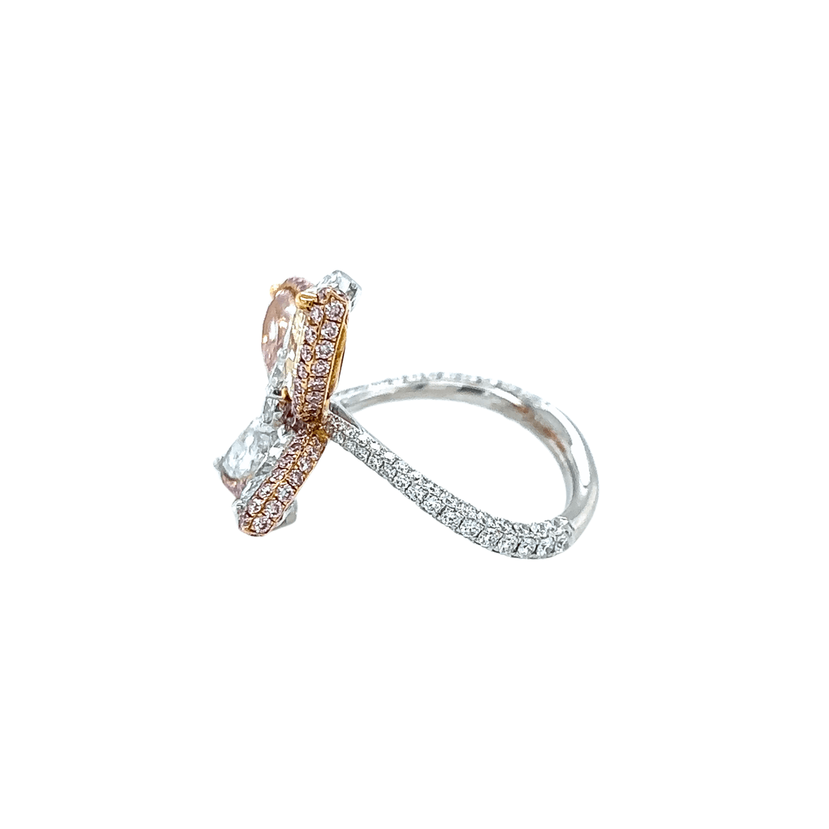 Platinum Rose Gold Butterfly Colored Diamond Ring - DRDEH00037