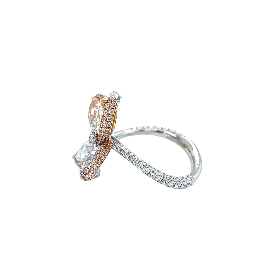 Platinum Rose Gold Butterfly Colored Diamond Ring - DRDEH00037
