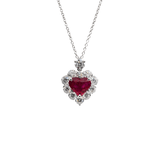 Platinum Ruby Diamond Heart Pendant Necklace-Platinum Ruby Diamond Heart Pendant Necklace - RNUJD00232