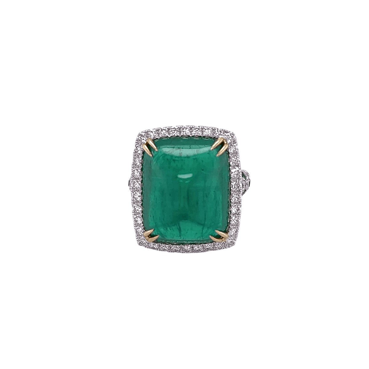Platinum Yellow Gold Sugarloaf Emerald Diamond Ring - ERDEH00037