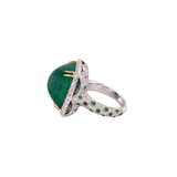 Platinum Yellow Gold Sugarloaf Emerald Diamond Ring-Platinum Yellow Gold Sugarloaf Emerald Diamond Ring - ERDEH00037