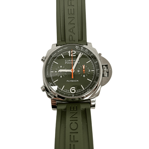 Pre-Owned Panerai Luminor Chrono Flyback Verde Militare Limited Edition-Pre - Owned Panerai Luminor Chrono Flyback Verde Militare Limited Edition - PAM01296