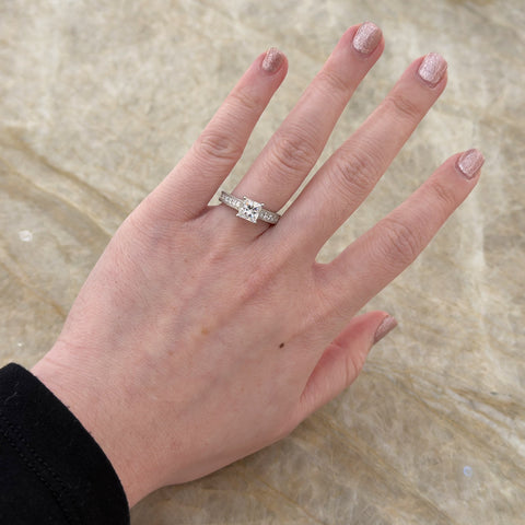 Princess Cut Diamond Engagement Ring-Princess Cut Diamond Engagement Ring - DRJST01349