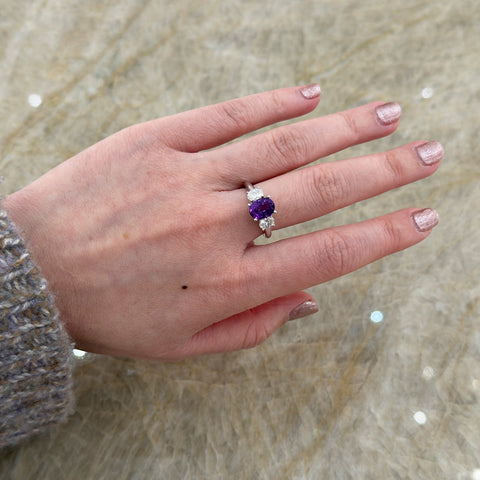 Purple Sapphire Diamond Ring-Purple Sapphire Diamond Ring - SRSPK00158