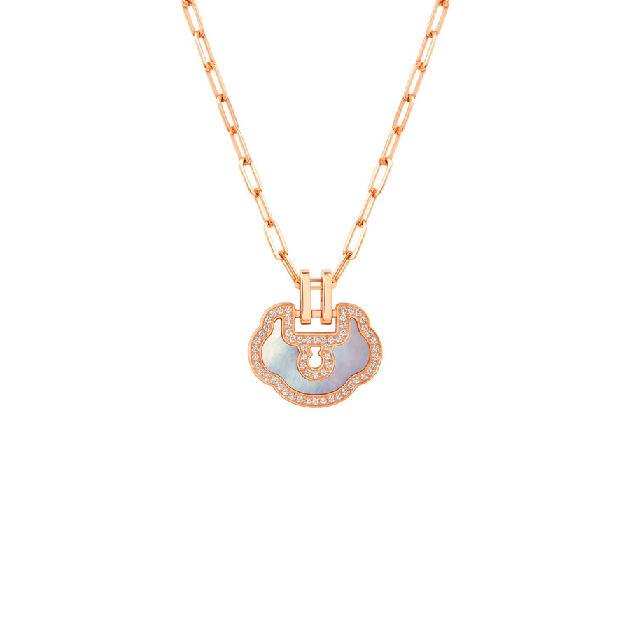 Qeelin Small Yu Yi Necklace - YLN30ABRGMP - Qeelin Small Yu Yi Necklace in 18K rose gold with mother-of-pearl and diamonds totaling 0.15 carats.