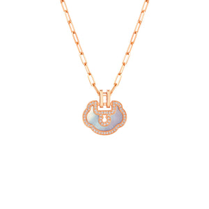 Qeelin Small Yu Yi Necklace-Qeelin Small Yu Yi Necklace - YLN30ABRGMP - Qeelin Small Yu Yi Necklace in 18K rose gold with mother-of-pearl and diamonds totaling 0.15 carats.