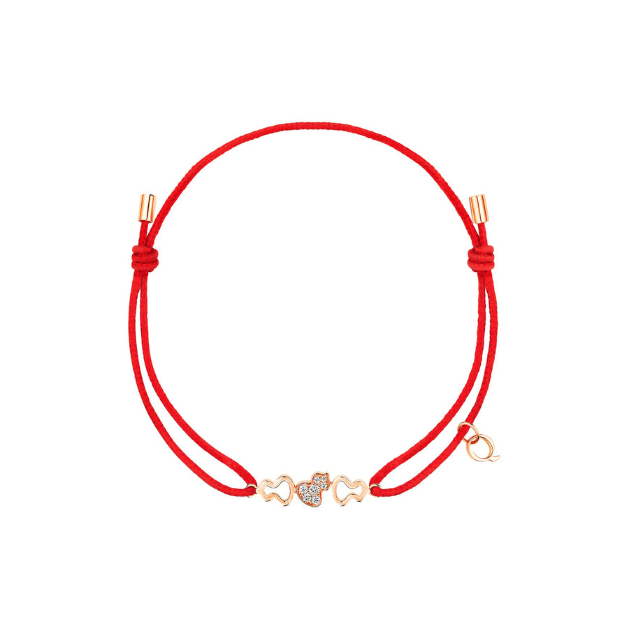 Qeelin Wulu Bracelet on Red Cord - WWC50ACRGDI