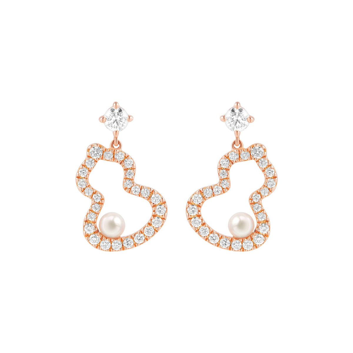 Qeelin Wulu Petite Diamond and Akoya Pearls Earring - WUE40HNRGKP