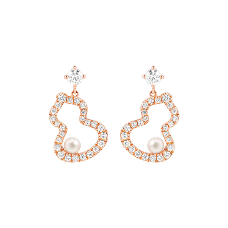 Qeelin Wulu Petite Diamond and Akoya Pearls Earring-Qeelin Wulu Petite Diamond and Akoya Pearls Earring - WUE40HNRGKP
