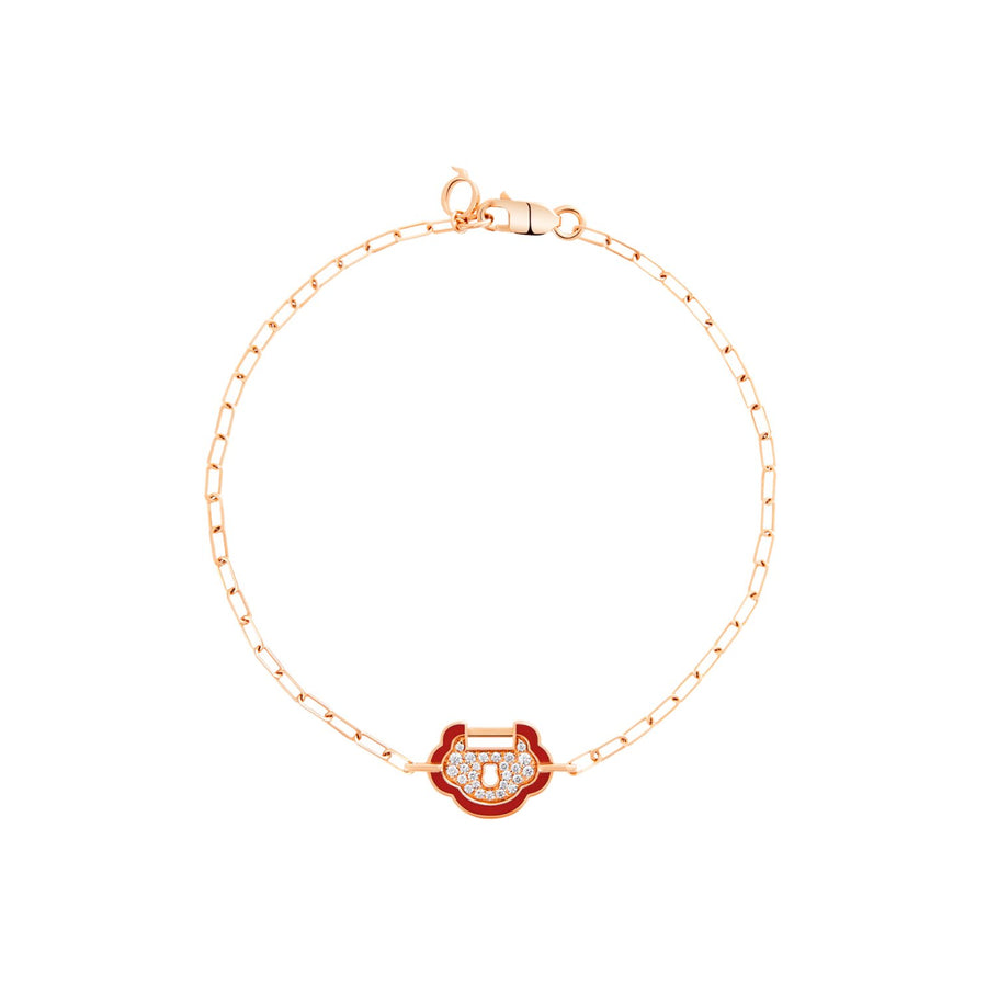 Qeelin Yu Yi Bracelet - YLB50ACRGRH - Qeelin Yu Yi Bracelet in 18K rose gold with red HyCeram® and diamonds totaling 0.095 carats.