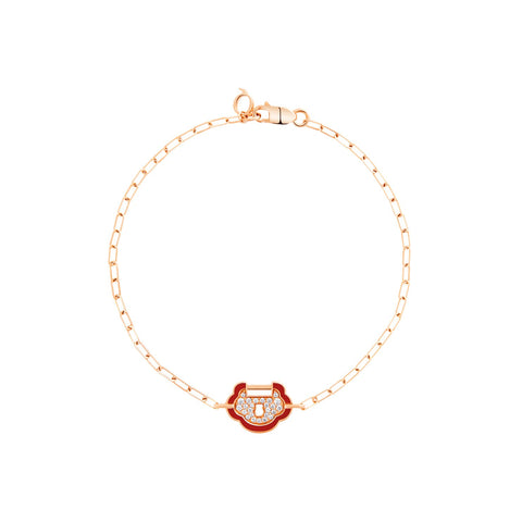 Qeelin Yu Yi Bracelet-Qeelin Yu Yi Bracelet - YLB50ACRGRH - Qeelin Yu Yi Bracelet in 18K rose gold with red HyCeram® and diamonds totaling 0.095 carats.