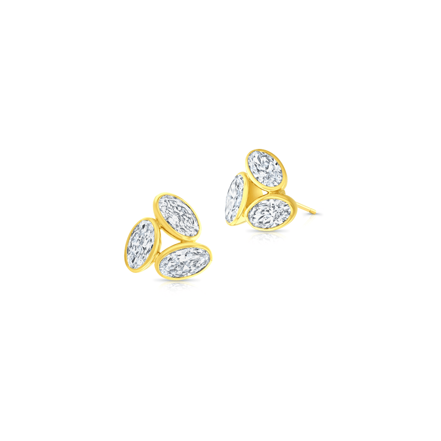 Rahaminov Diamonds Triple Bezel Stud Earrings - MEAR - 0116