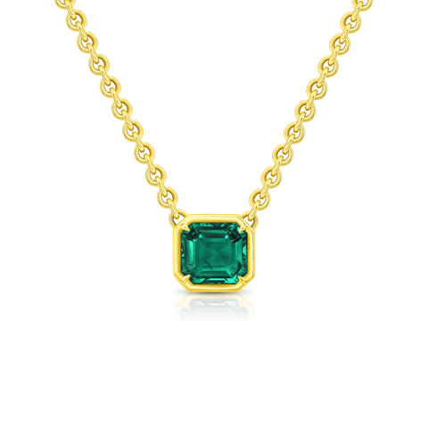 Rahaminov Diamonds Emerald Pendant Necklace-Rahaminov Emerald Pendant Necklace - CS - 1888