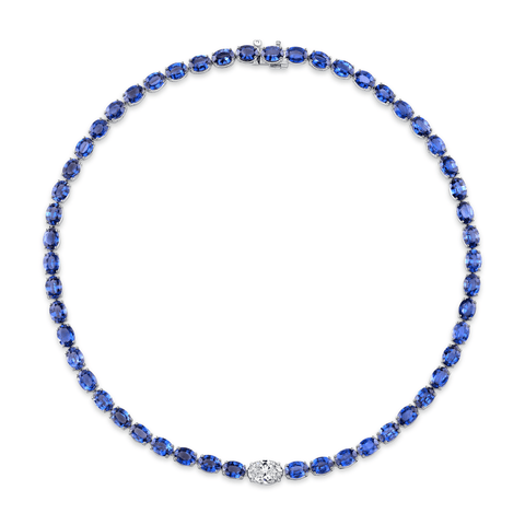 Rahaminov Diamonds Sapphire Diamond Necklace-Rahaminov Sapphire Diamond Necklace - CS - 1882