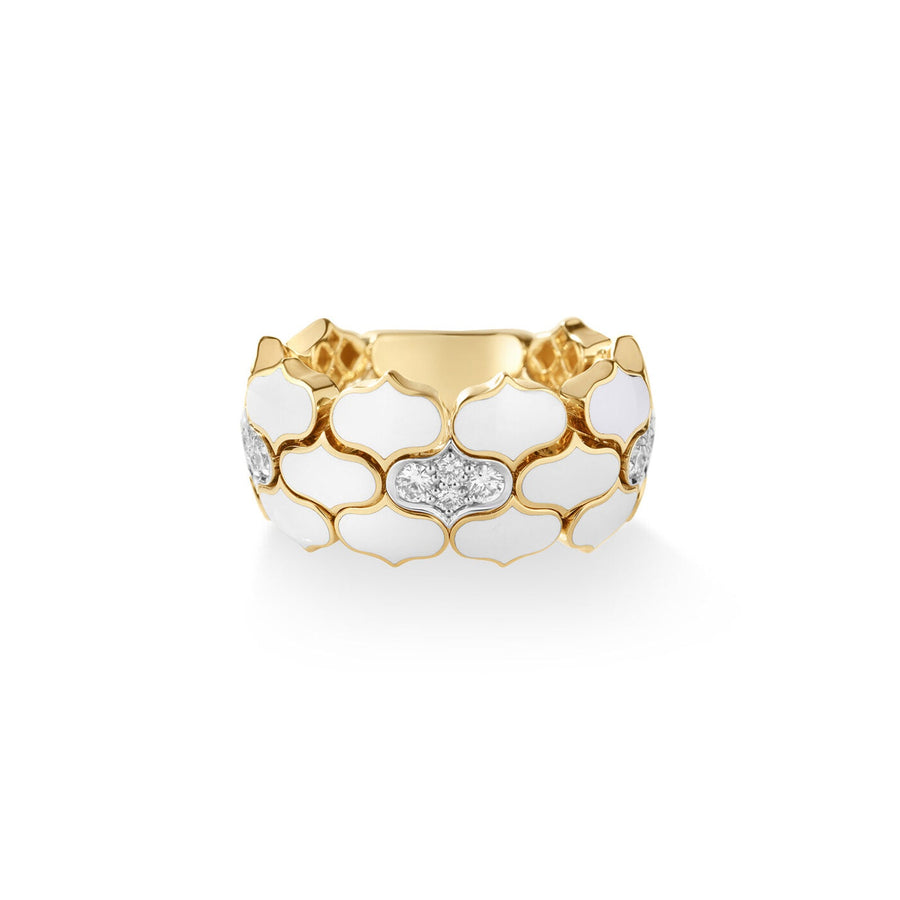 Roberto Coin Cobra White Enamel & Diamond Ring - 8883812AJ65X