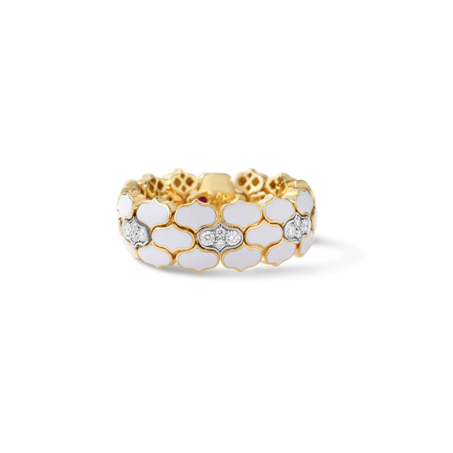 Roberto Coin Cobra White Enamel & Diamond Ring - 8883813AJ65X