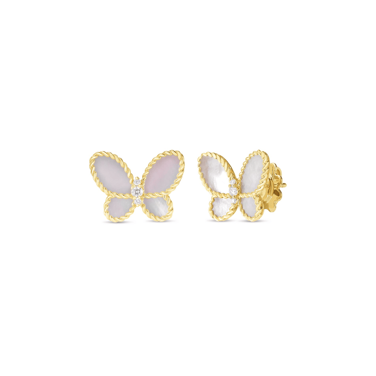 Roberto Coin Jasmine Diamond & Mother of Pearl Butterfly Stud Earrings - 7773720AJERM