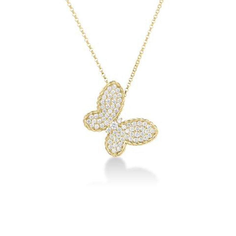 Roberto Coin Jasmine Diamond Butterfly Necklace-Roberto Coin Jasmine Diamond Butterfly Necklace - 7773804AY17X