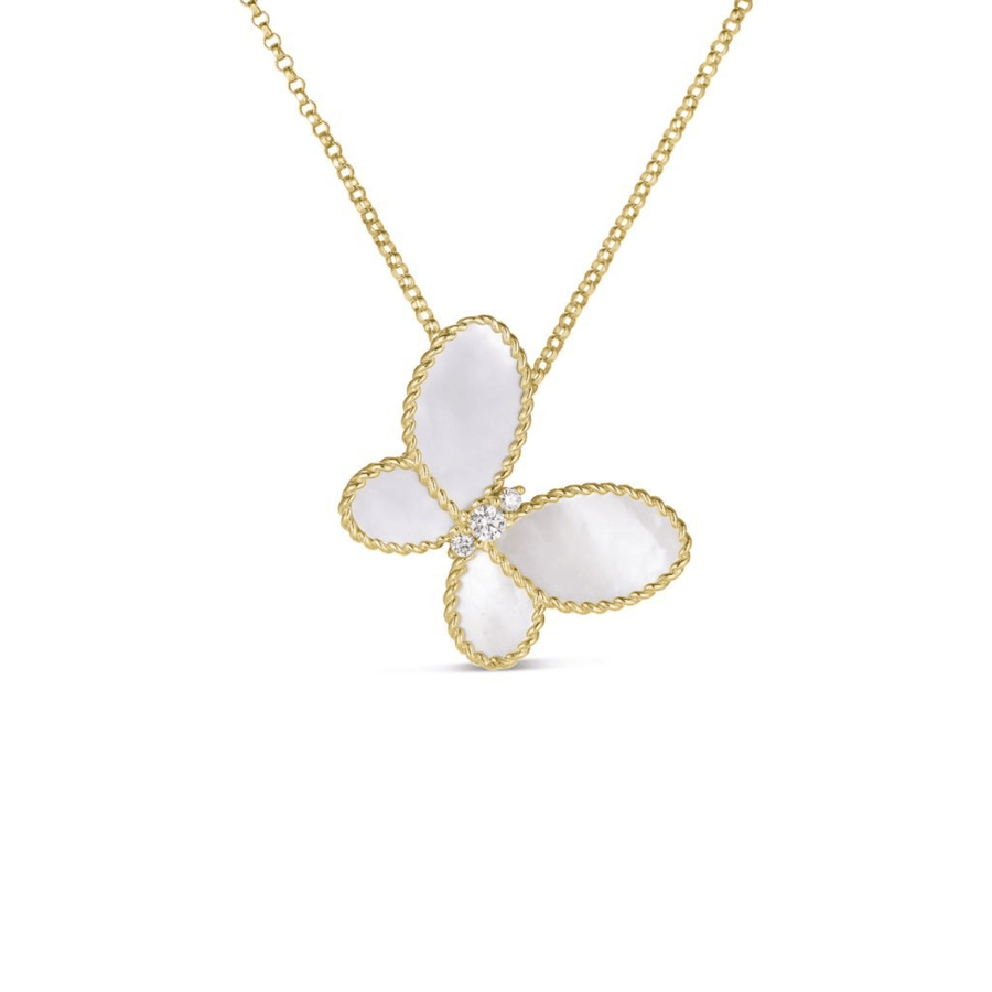 Roberto Coin Jasmine Diamond & Mother of Pearl Butterfly Necklace - 7773720AJCHM