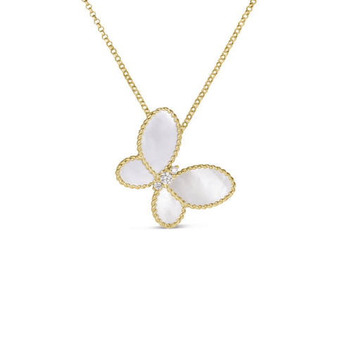Roberto Coin Jasmine Diamond & Mother of Pearl Butterfly Necklace-Roberto Coin Jasmine Diamond & Mother of Pearl Butterfly Necklace - 7773720AJCHM