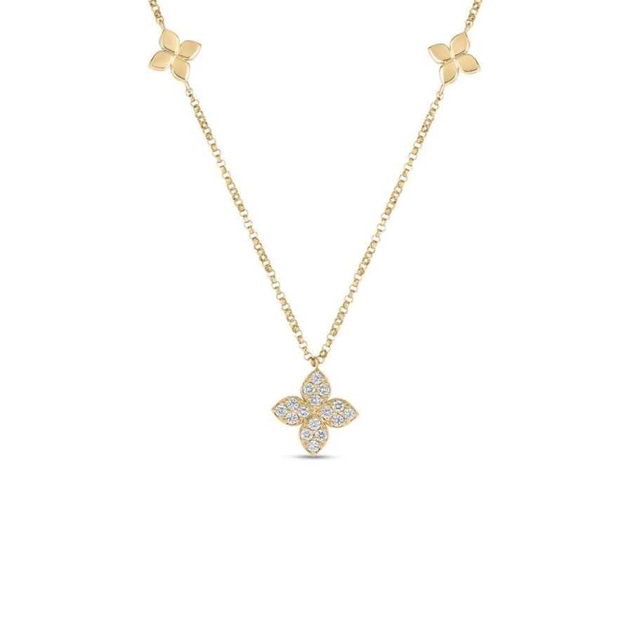 Roberto Coin Love by the Inch Diamond & Polished Flower Station Necklace - 7773639AY17X