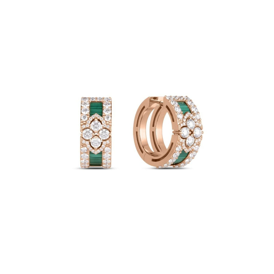 Roberto Coin Love In Verona Diamond & Malachite Hoop Earrings - 8883364AXERX