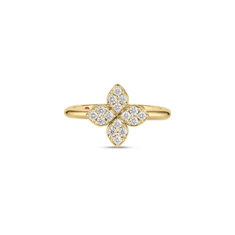 Roberto Coin Love in Verona Medium Pave Diamond Flower Ring-Roberto Coin Love in Verona Medium Pave Diamond Flower Ring - 7773639AY65X