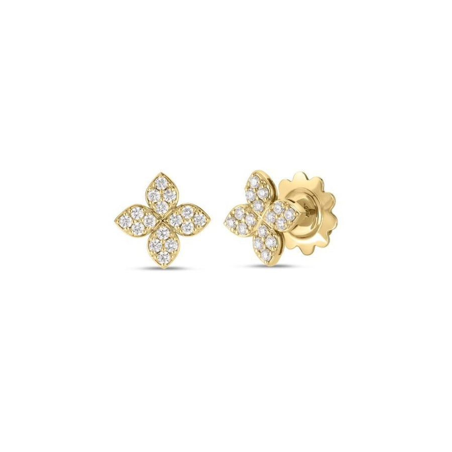 Roberto Coin Love in Verona Medium Pave Diamond Flower Stud Earrings - 7773639AYERX