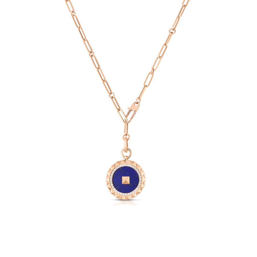 Roberto Coin Obelisco Large Lapis & Diamond Medallion Necklace - 8883123AX19XB
