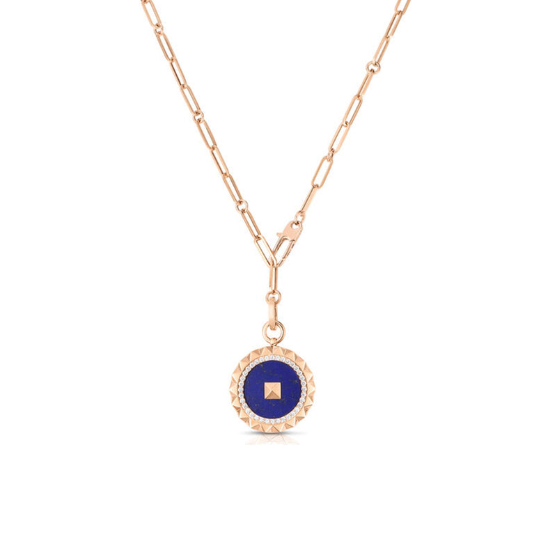 Roberto Coin Obelisco Large Lapis & Diamond Medallion Necklace-Roberto Coin Obelisco Large Lapis & Diamond Medallion Necklace - 8883123AX19XB