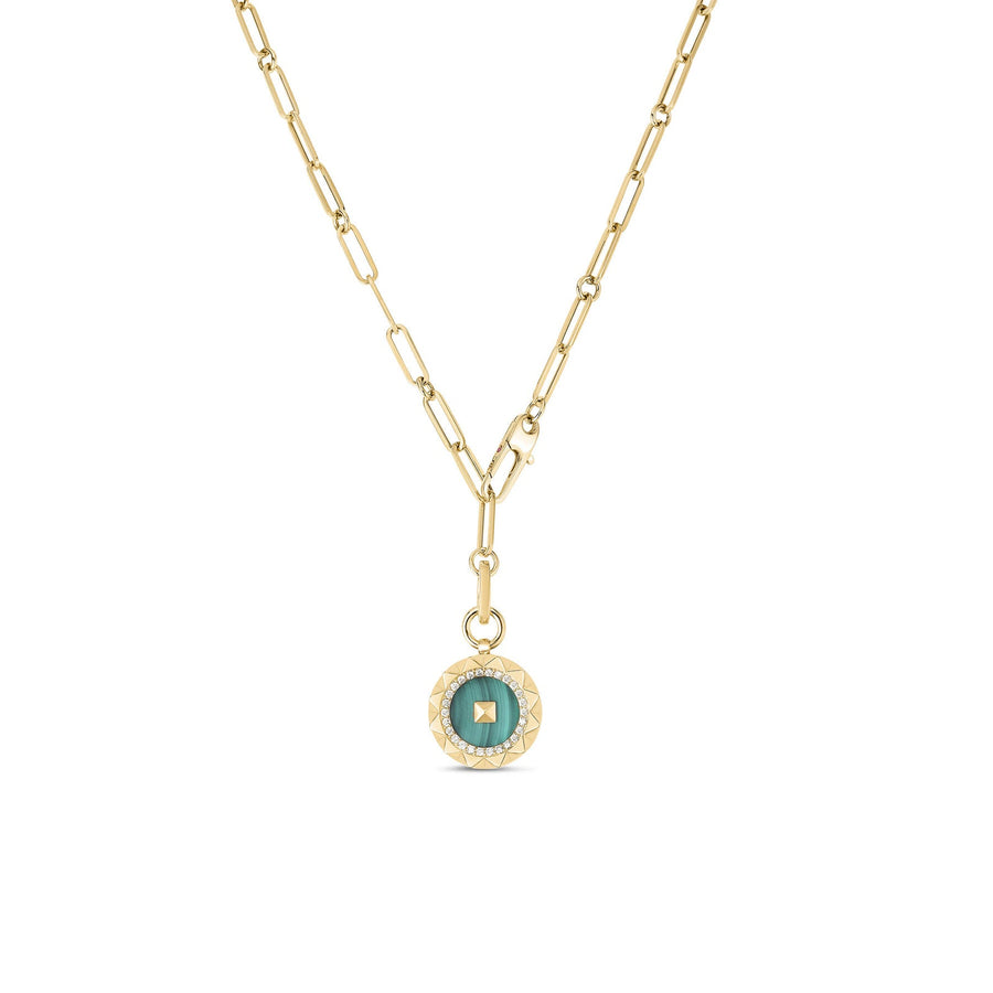 Roberto Coin Obelisco Large Malachite & Diamond Medallion Necklace - 8883123AY19XM