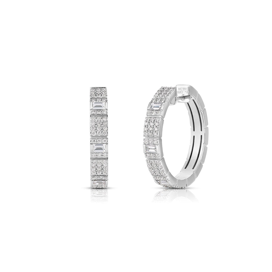 Roberto Coin Obelisco Mixed Cut Diamond Hoop Earrings - 8883549AWERX