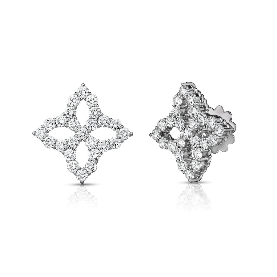 Roberto Coin Princess Flower Diamond Large Outline Stud Earrings - 8882350AWERX