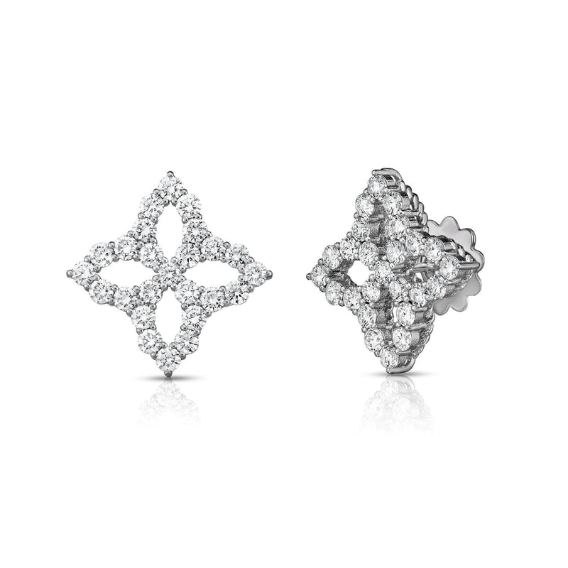 Roberto Coin Princess Flower Diamond Large Outline Stud Earrings-Roberto Coin Princess Flower Diamond Large Outline Stud Earrings - 8882350AWERX
