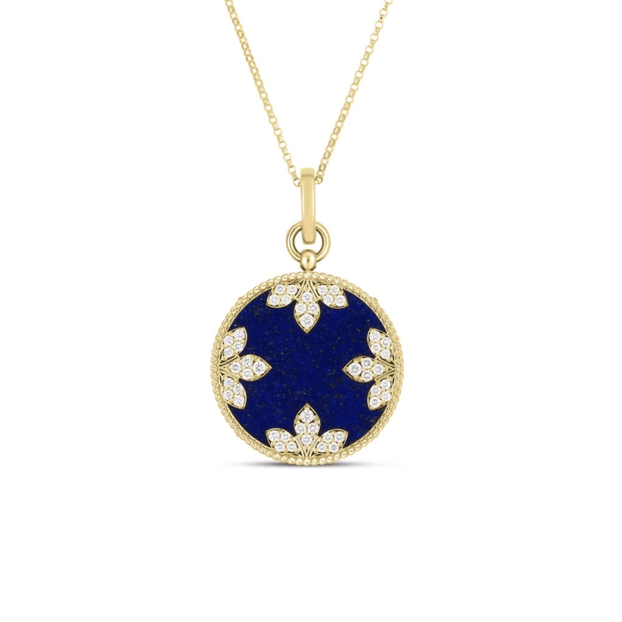 Roberto Coin Venetian Medallions Large Diamond & Lapis Necklace - 8883425AY17XL