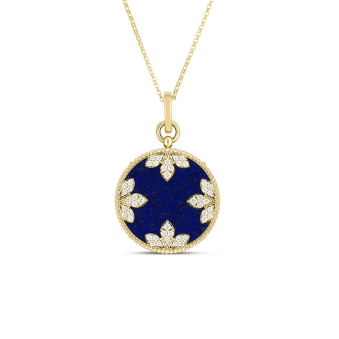 Roberto Coin Venetian Medallions Large Diamond & Lapis Necklace-Roberto Coin Venetian Medallions Large Diamond & Lapis Necklace - 8883425AY17XL