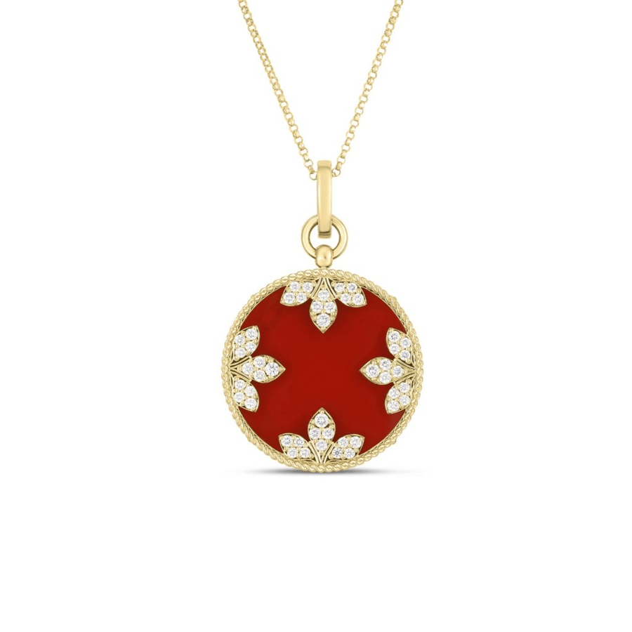 Roberto Coin Venetian Medallions Large Diamond & Red Agate Necklace - 8883425AY17XR