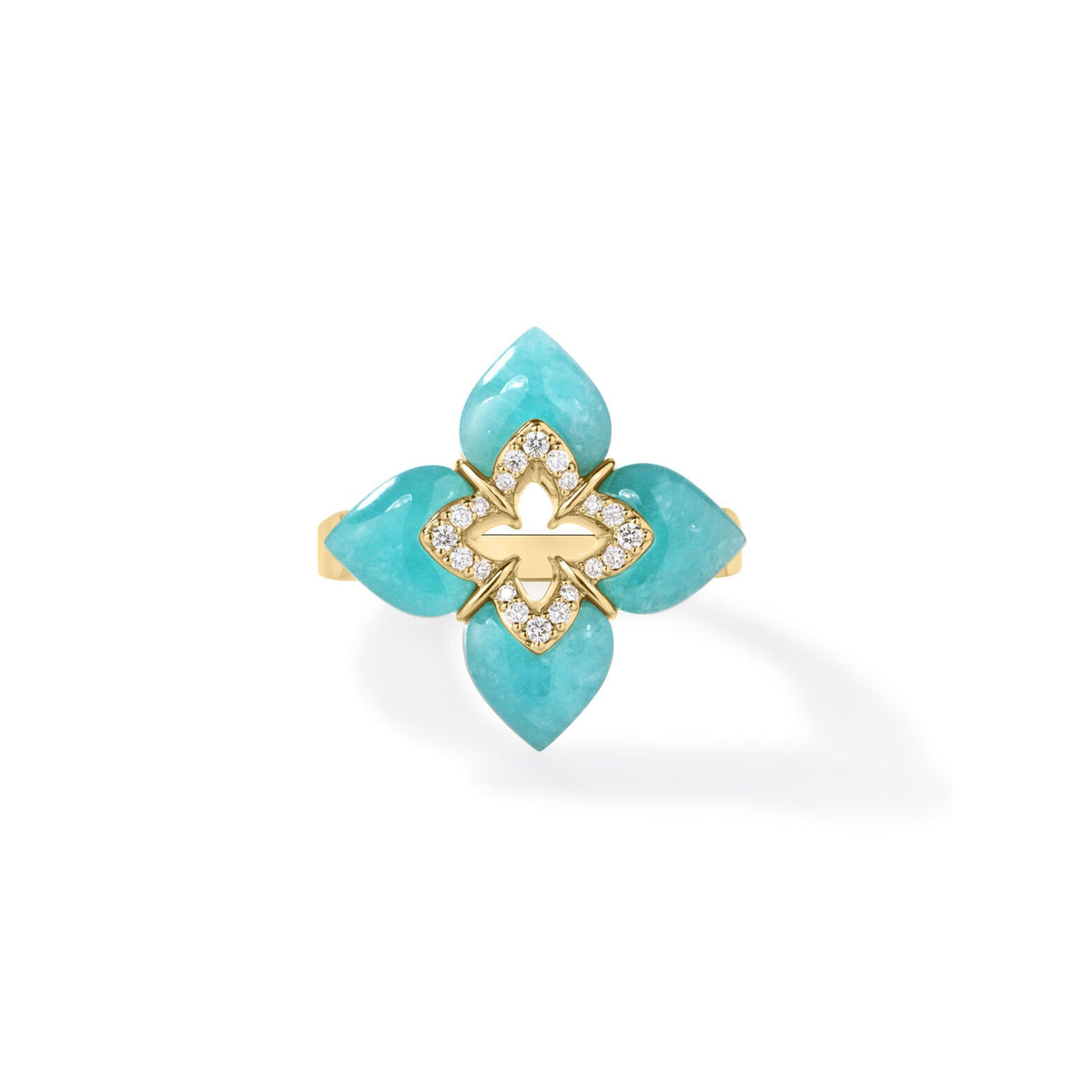 Roberto Coin Venetian Princess Amazonite Diamond Ring - 8883529AY65XA