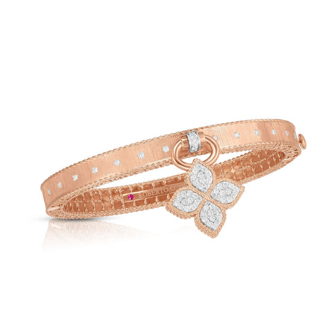 Roberto Coin Venetian Princess Dangling Flower Charm Diamond Bangle-Roberto Coin Venetian Princess Dangling Flower Charm Diamond Bangle - 7772825AHBAX