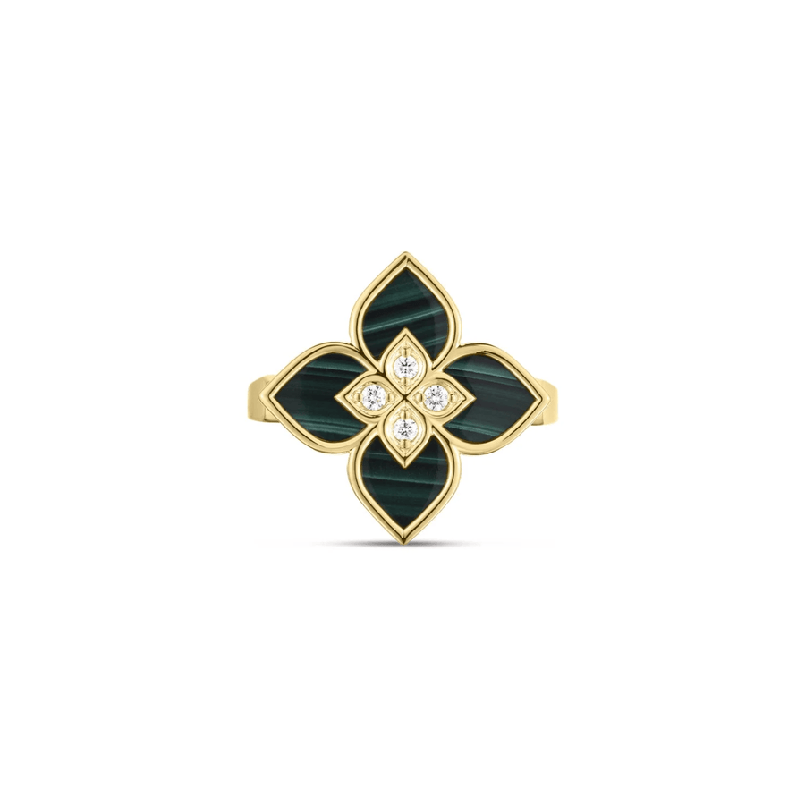 Roberto Coin Venetian Princess Diamond and Malachite Small Flower Ring 7773195AY65XM