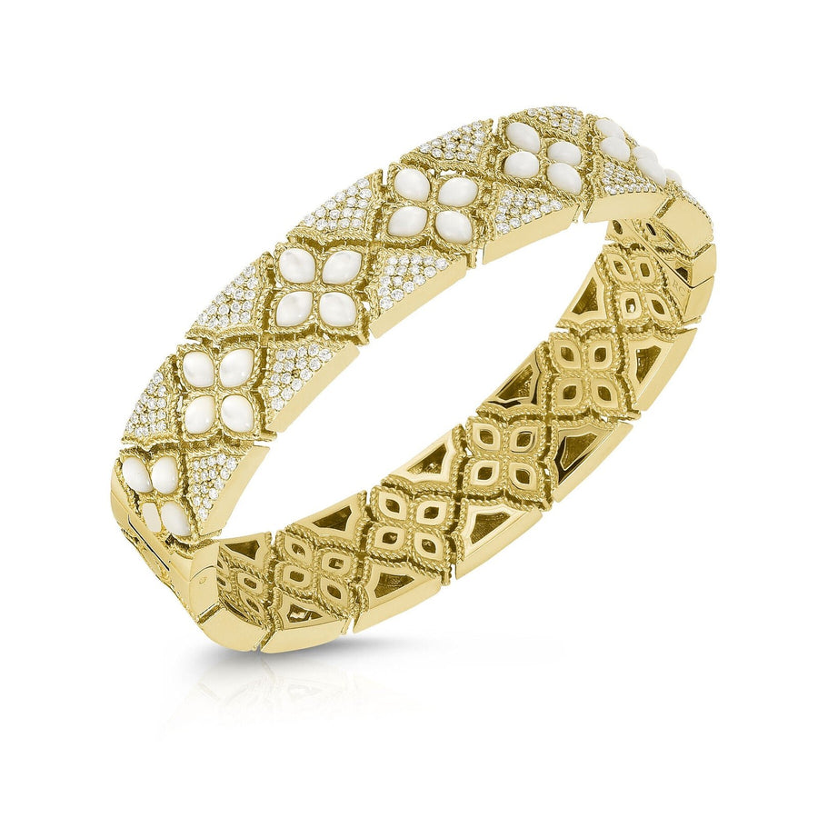 Roberto Coin Venetian Princess Diamond & Mother - of - Pearl Flower Bangle - 7771782AYBAX