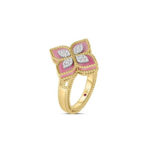 Roberto Coin Venetian Princess Diamond & Rhodonite Flower Ring-Roberto Coin Venetian Princess Diamond & Rhodonite Flower Ring - 8883500AJ65X