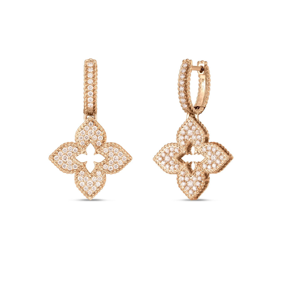 Roberto Coin Venetian Princess Medium Pave Flower Dangle Earrings - 7773348AXERX