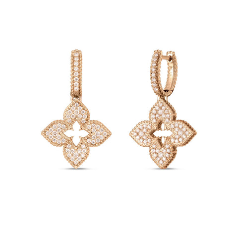 Roberto Coin Venetian Princess Medium Pave Flower Dangle Earrings-Roberto Coin Venetian Princess Medium Pave Flower Dangle Earrings - 7773348AXERX