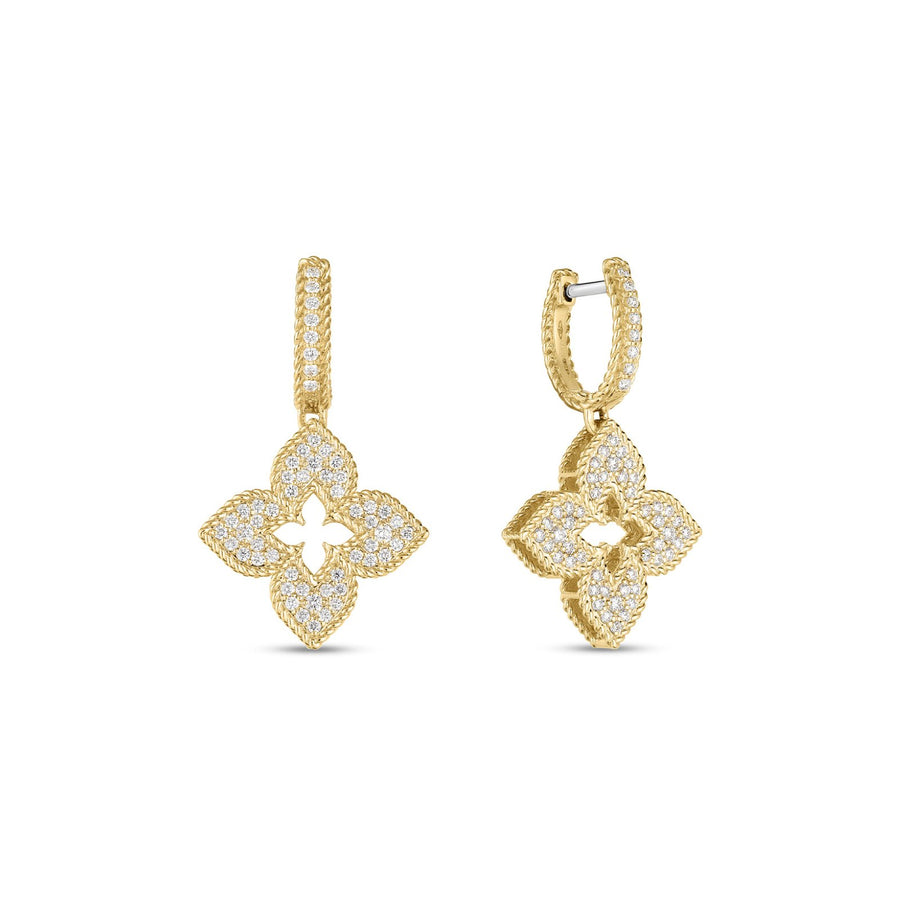 Roberto Coin Venetian Princess Medium Pave Flower Dangle Earrings - 7773348AYERX
