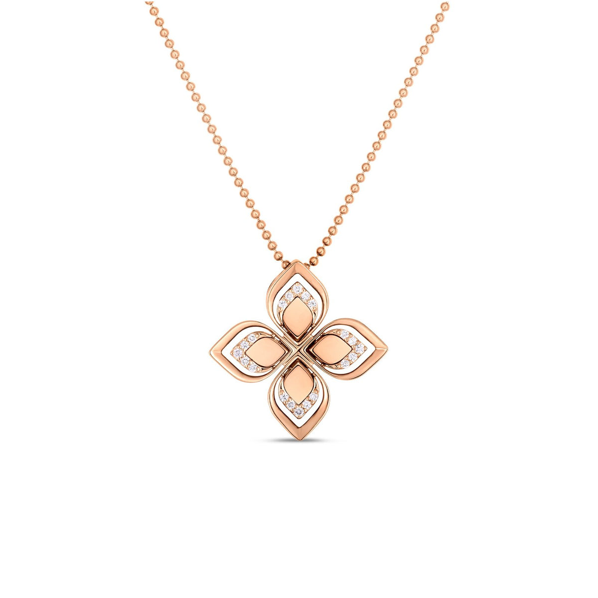 Roberto Coin Venetian Princess Open Frame Diamond Flower Necklace - 7773287AX18X
