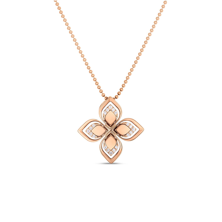 Roberto Coin Venetian Princess Open Frame Diamond Flower Necklace - 7773287AX18X