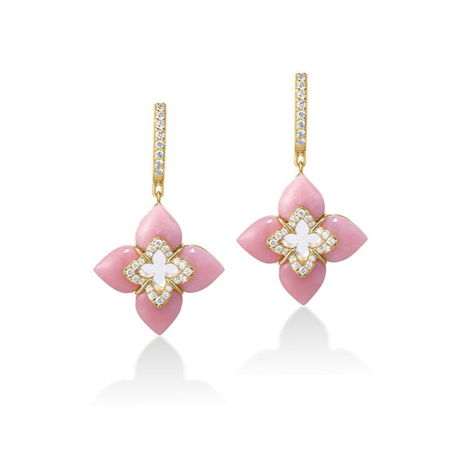 Roberto Coin Venetian Princess Pink Opal Diamond Dangle Earrings - 8883529AYERXP