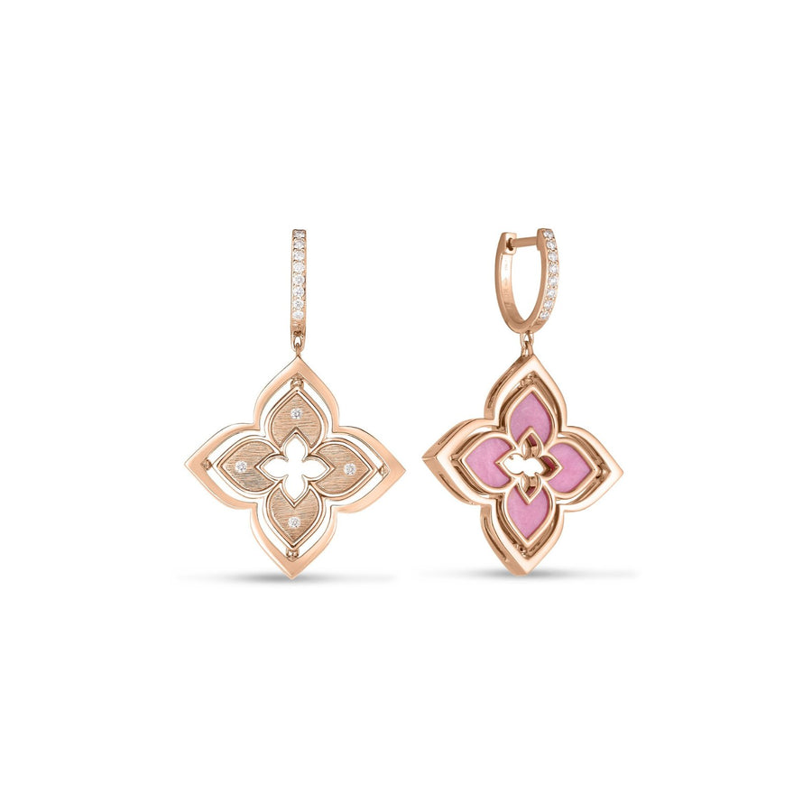 Roberto Coin Venetian Princess Pirouette Diamond & Rhodonite Flower Earrings - 8883468AXERXR